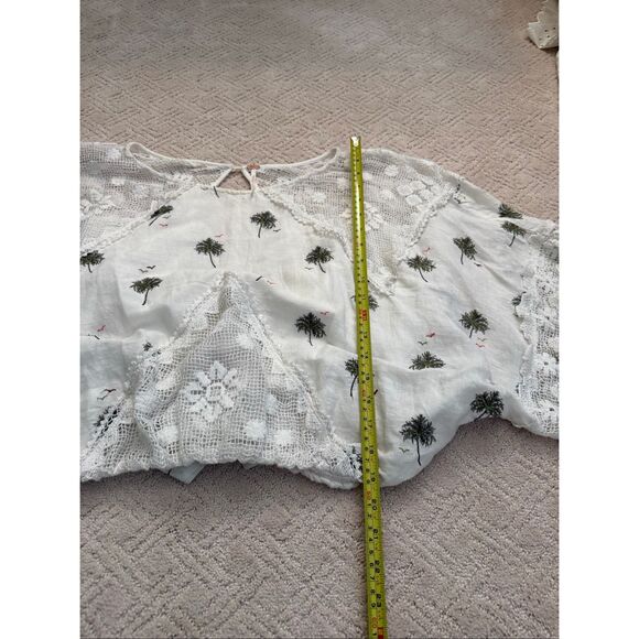 EUC Free People Palms Print Linen Cotton Blouse - Picture 7 of 13